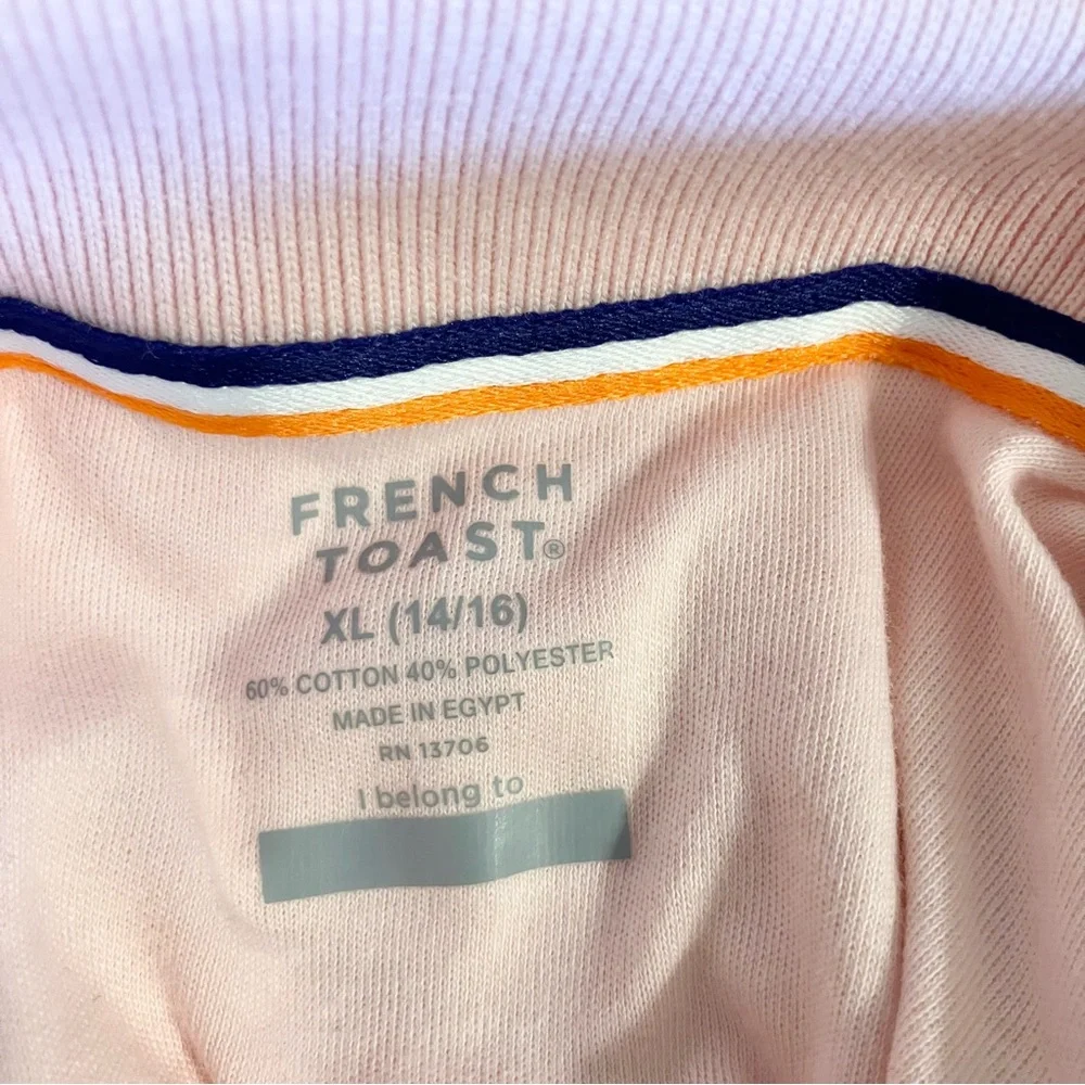 French Toast‎ pink long sleeve polo shirt scalloped collar & buttons. Size 14/16